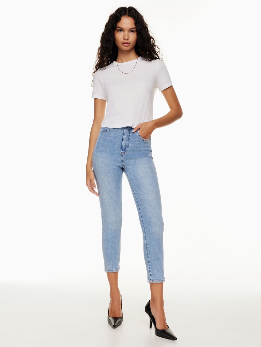 Denim Forum Lola Light Blue High-Rise Cropped Skinny Jeans